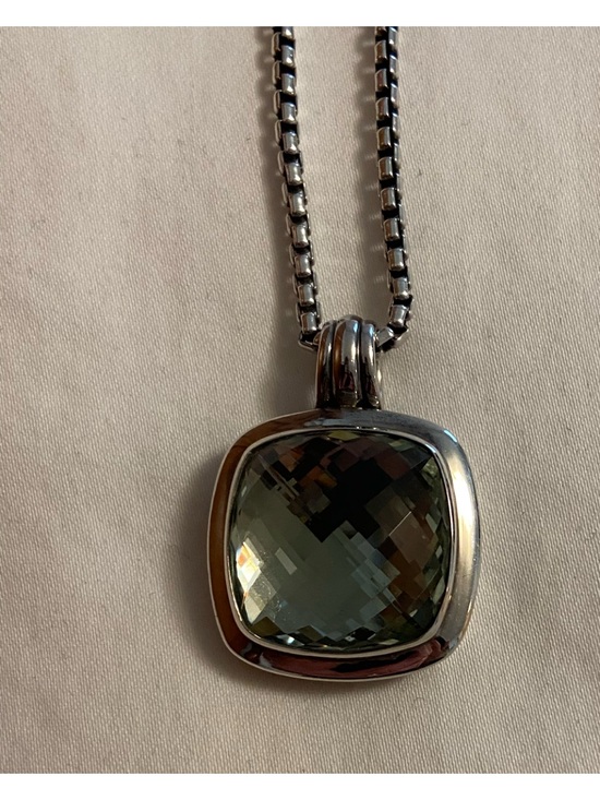 David Yurman Jewelry - David Yurman Sterling Silver Faceted Prasiolite 20 mm stone Pendant